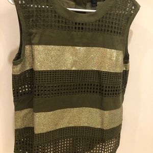 Jcrew kaki metallic top